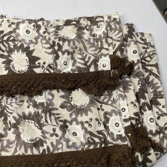 Opalhouse Jungalow Brown White Botanical Print Fringe Shower Curtain 72x72 - Picture 2 of 7